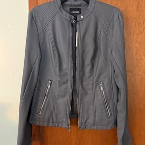 Express Women's Charcoal Leather Jacket